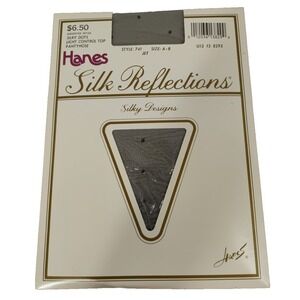 Vintage Hanes Silk Reflections Silky Dots 741 AB Jet Black Control Top Pantyhose